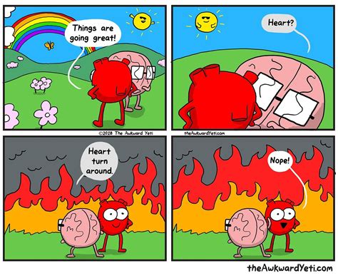 heart and brain comic|awkward yeti organs.